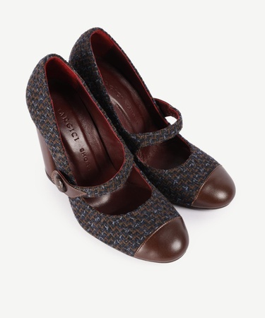  YARGICI Retro Düğmeli Topuklu Kumaş Ayakkabı