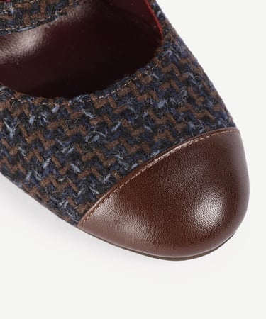  YARGICI Retro Düğmeli Topuklu Kumaş Ayakkabı