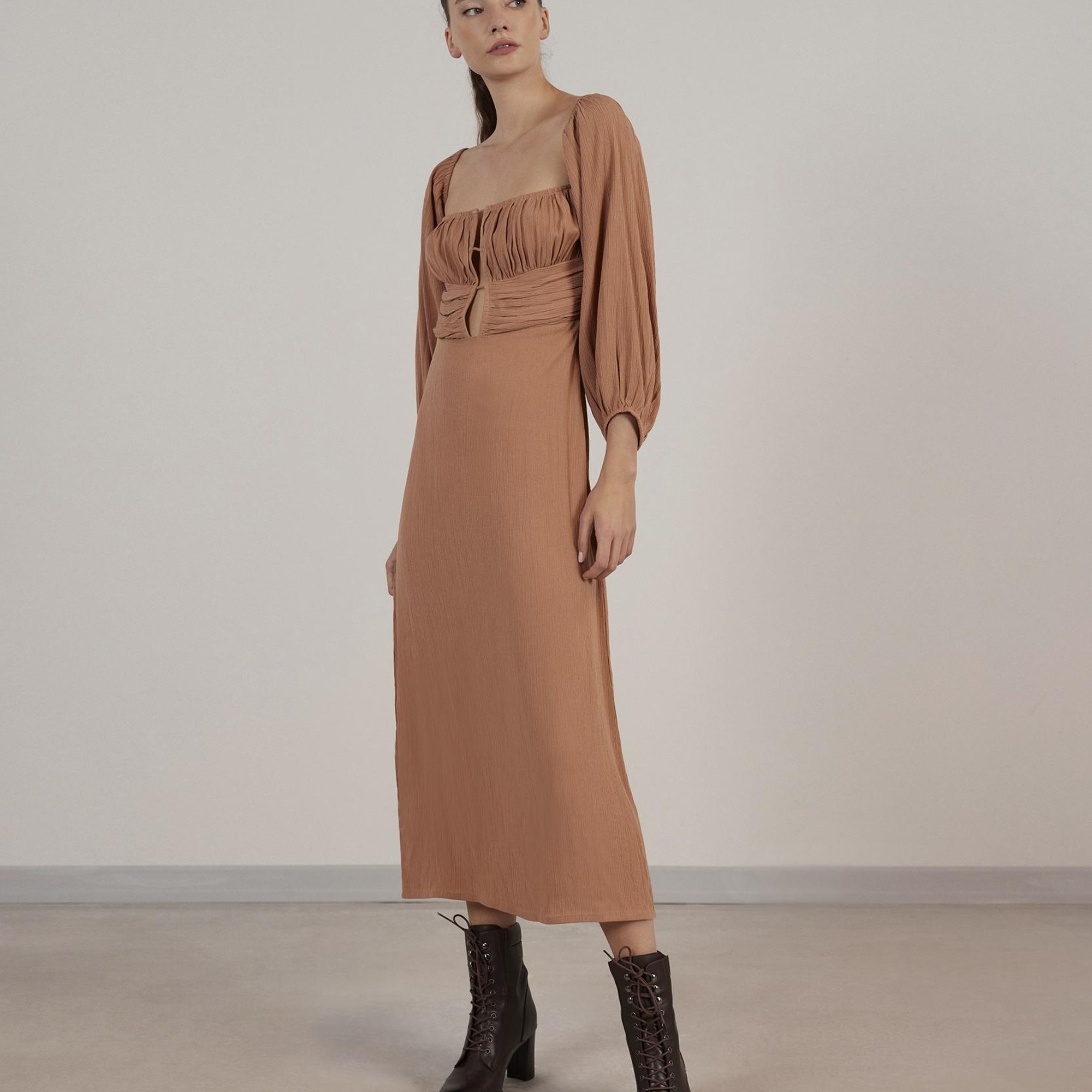 YARGICI Uzun Kollu Uzun Elbise