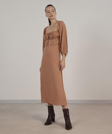  YARGICI Uzun Kollu Uzun Elbise