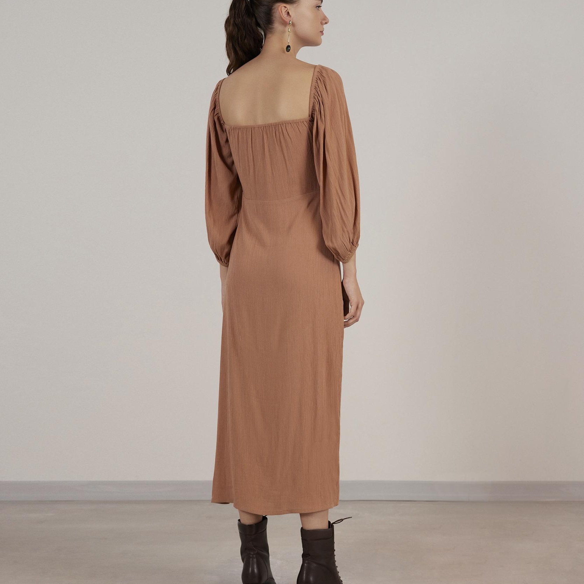 YARGICI Uzun Kollu Uzun Elbise