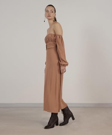  YARGICI Uzun Kollu Uzun Elbise