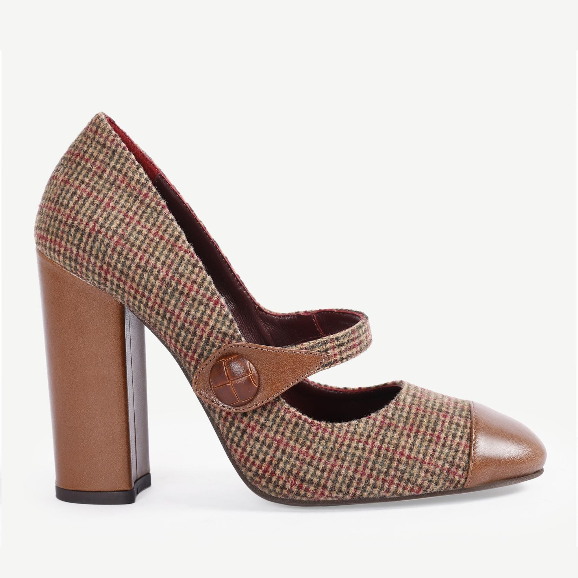 YARGICI Retro Düğmeli Topuklu Kumaş Ayakkabı