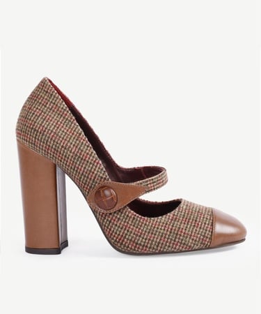  YARGICI Retro Düğmeli Topuklu Kumaş Ayakkabı