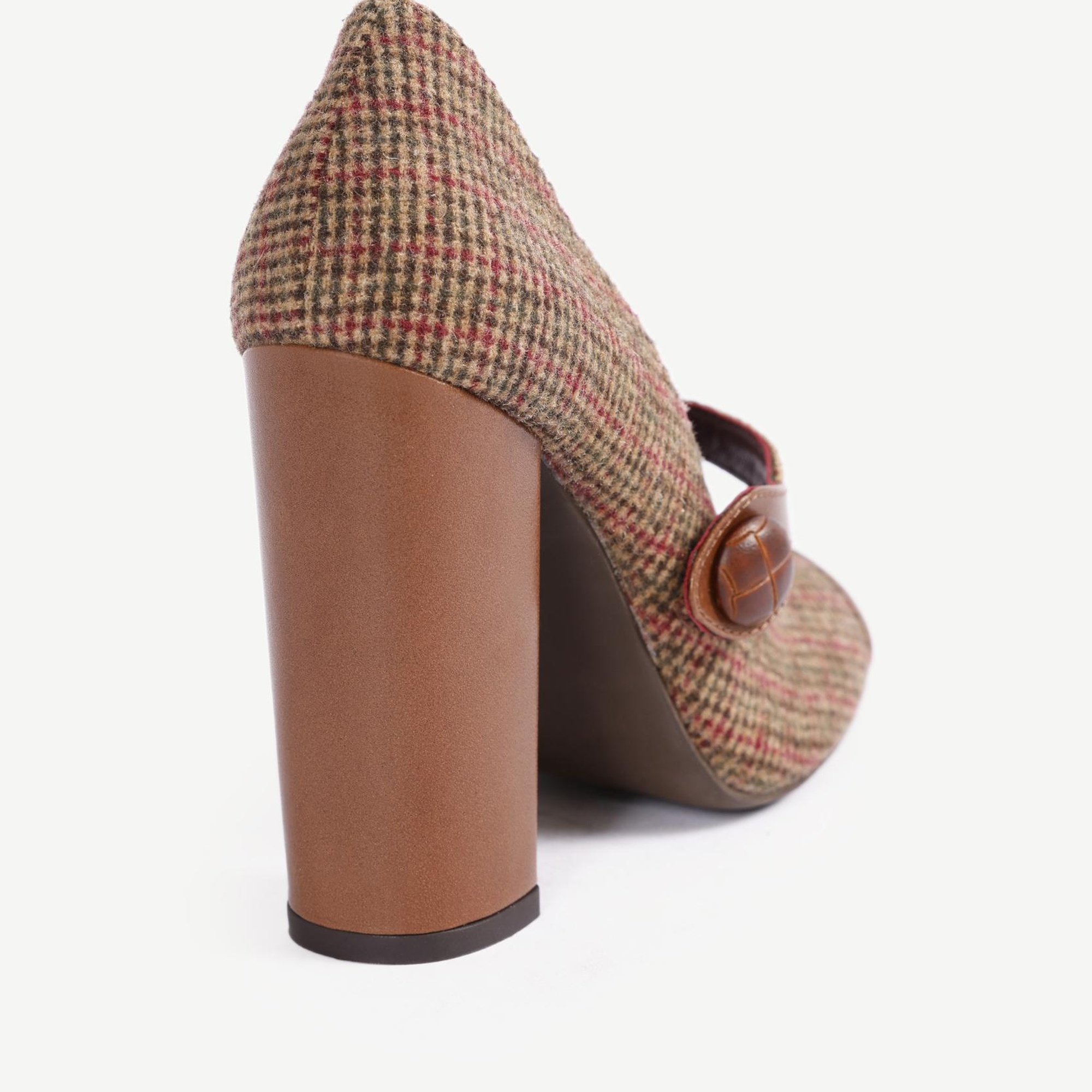 YARGICI Retro Düğmeli Topuklu Kumaş Ayakkabı