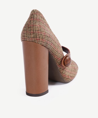  YARGICI Retro Düğmeli Topuklu Kumaş Ayakkabı