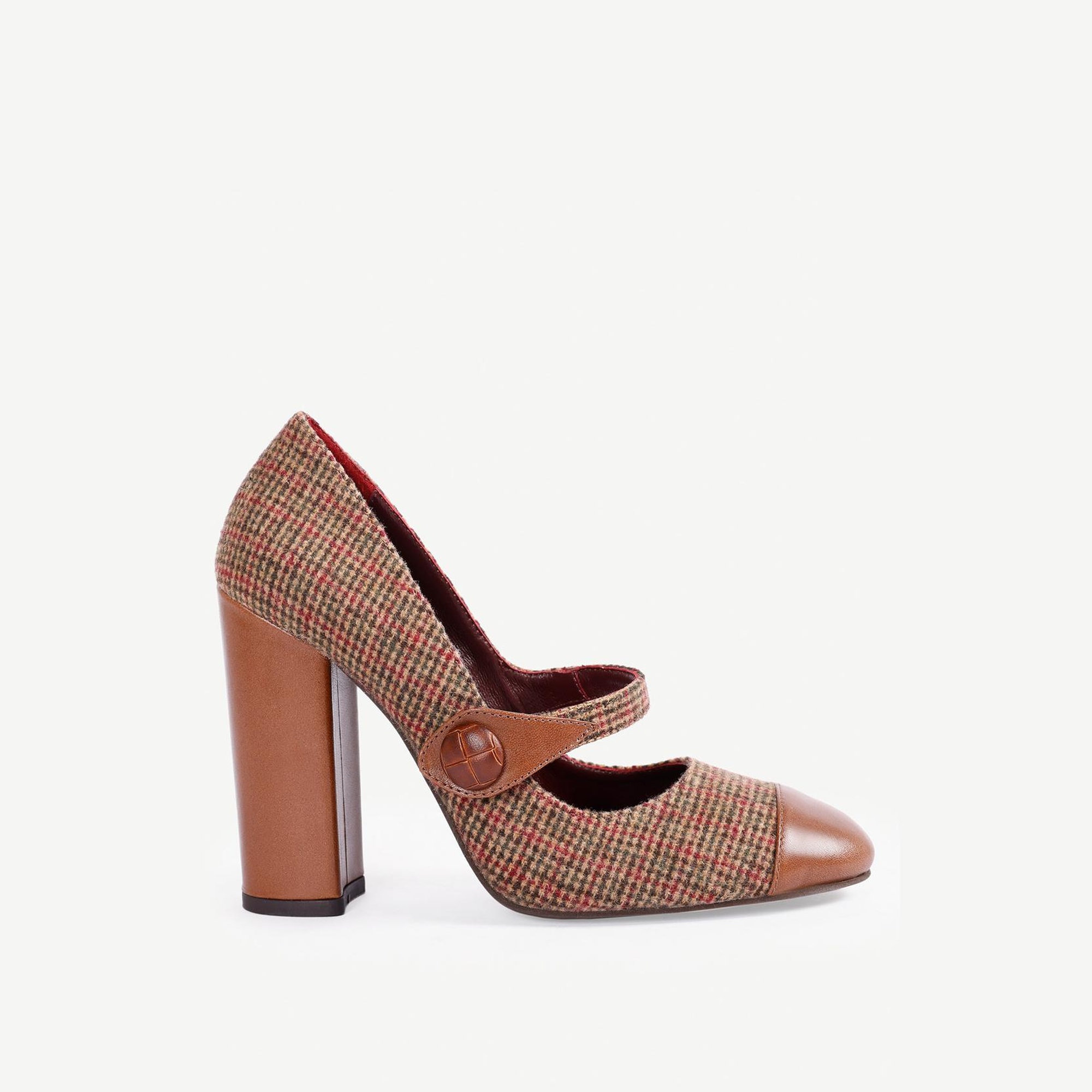 YARGICI Retro Düğmeli Topuklu Kumaş Ayakkabı