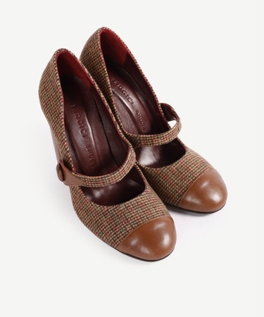  YARGICI Retro Düğmeli Topuklu Kumaş Ayakkabı