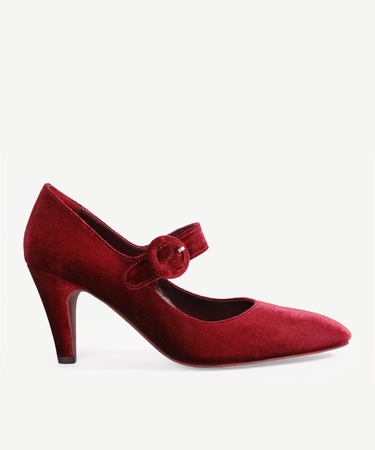  YARGICI Kadife Kumaş Tabanlı Topuklu Ayakkabı