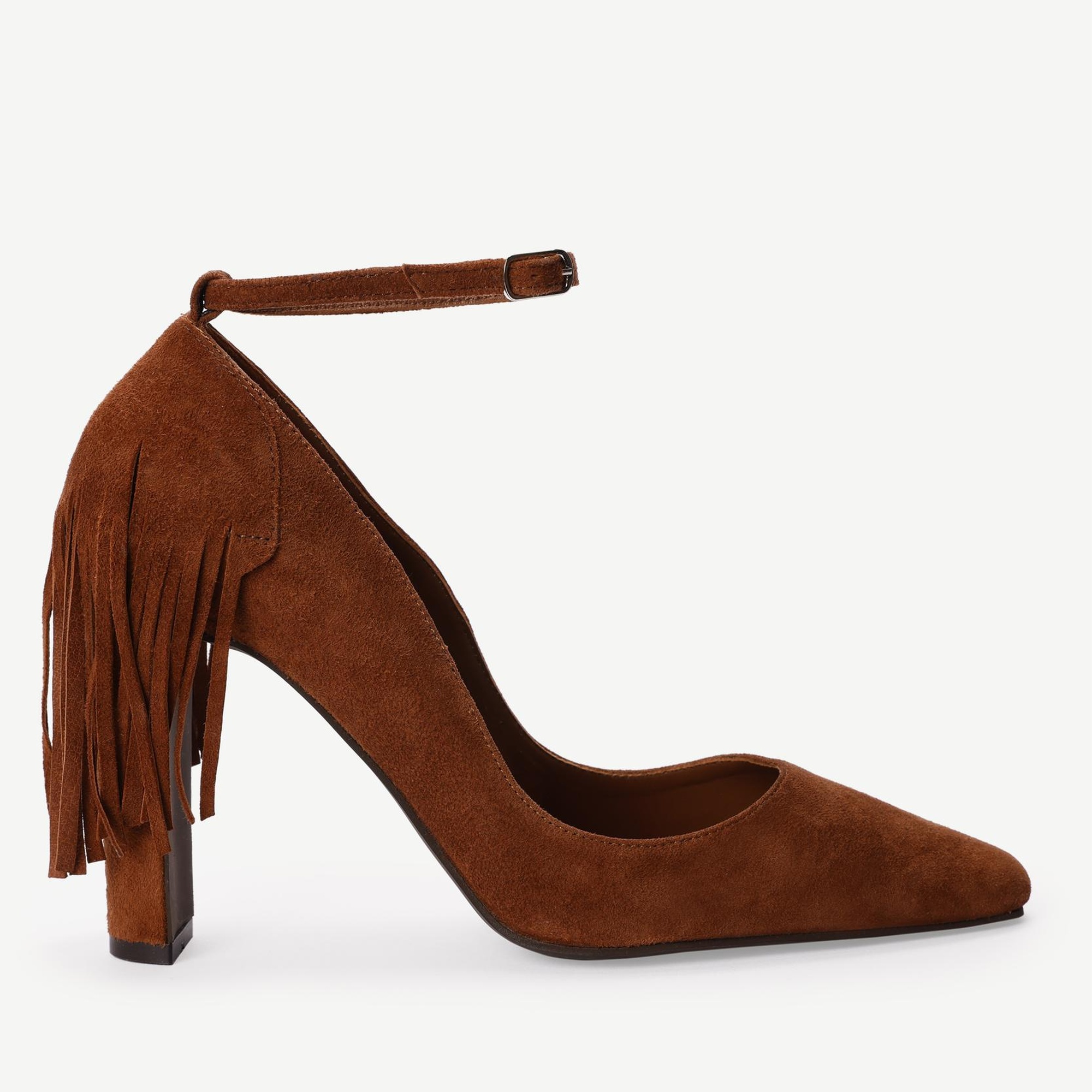 YARGICI Deri Püsküllü Topuklu Ayakkabı