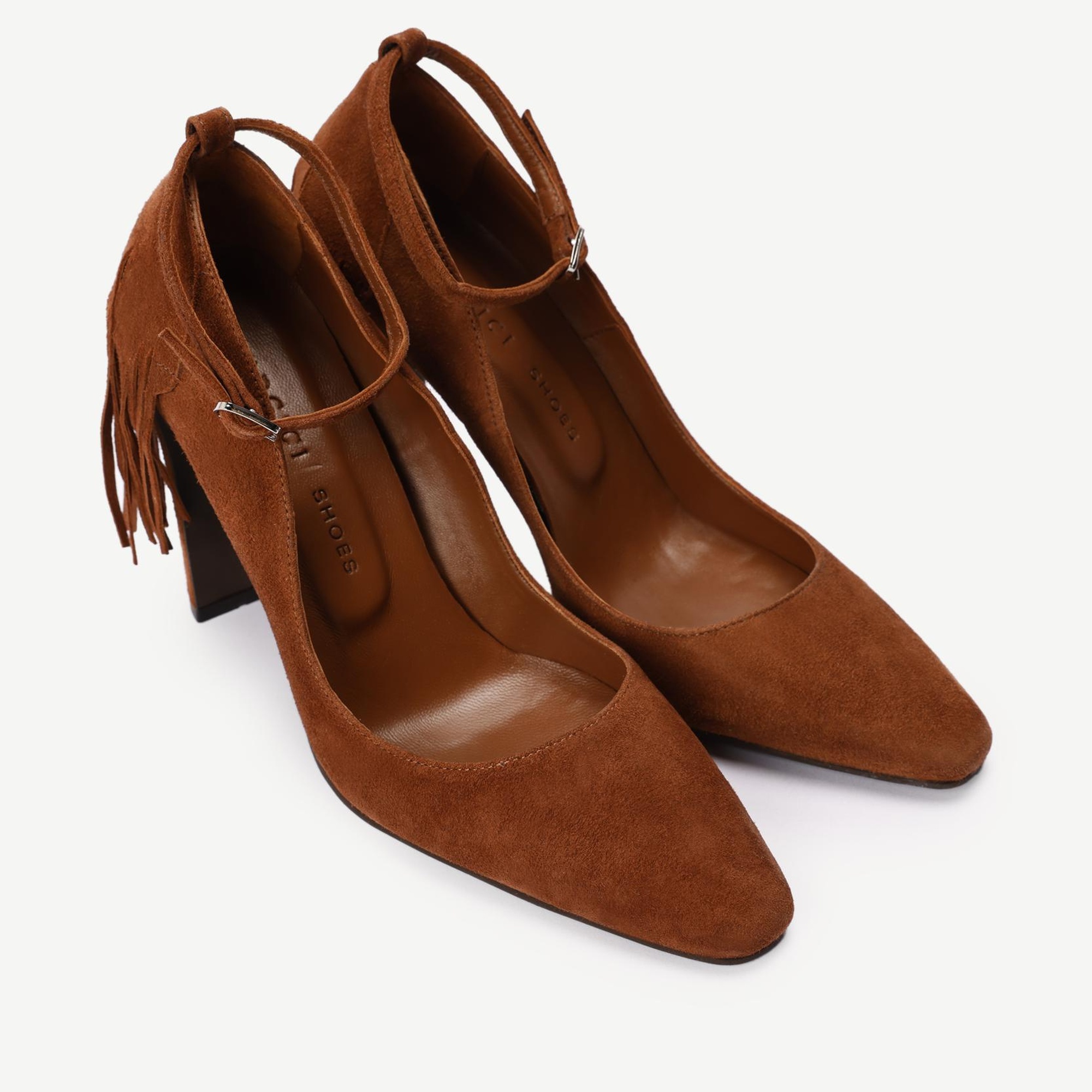 YARGICI Deri Püsküllü Topuklu Ayakkabı