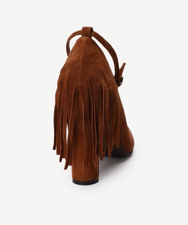  YARGICI Deri Püsküllü Topuklu Ayakkabı