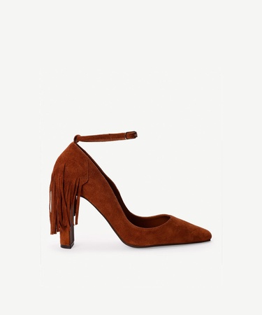  YARGICI Deri Püsküllü Topuklu Ayakkabı