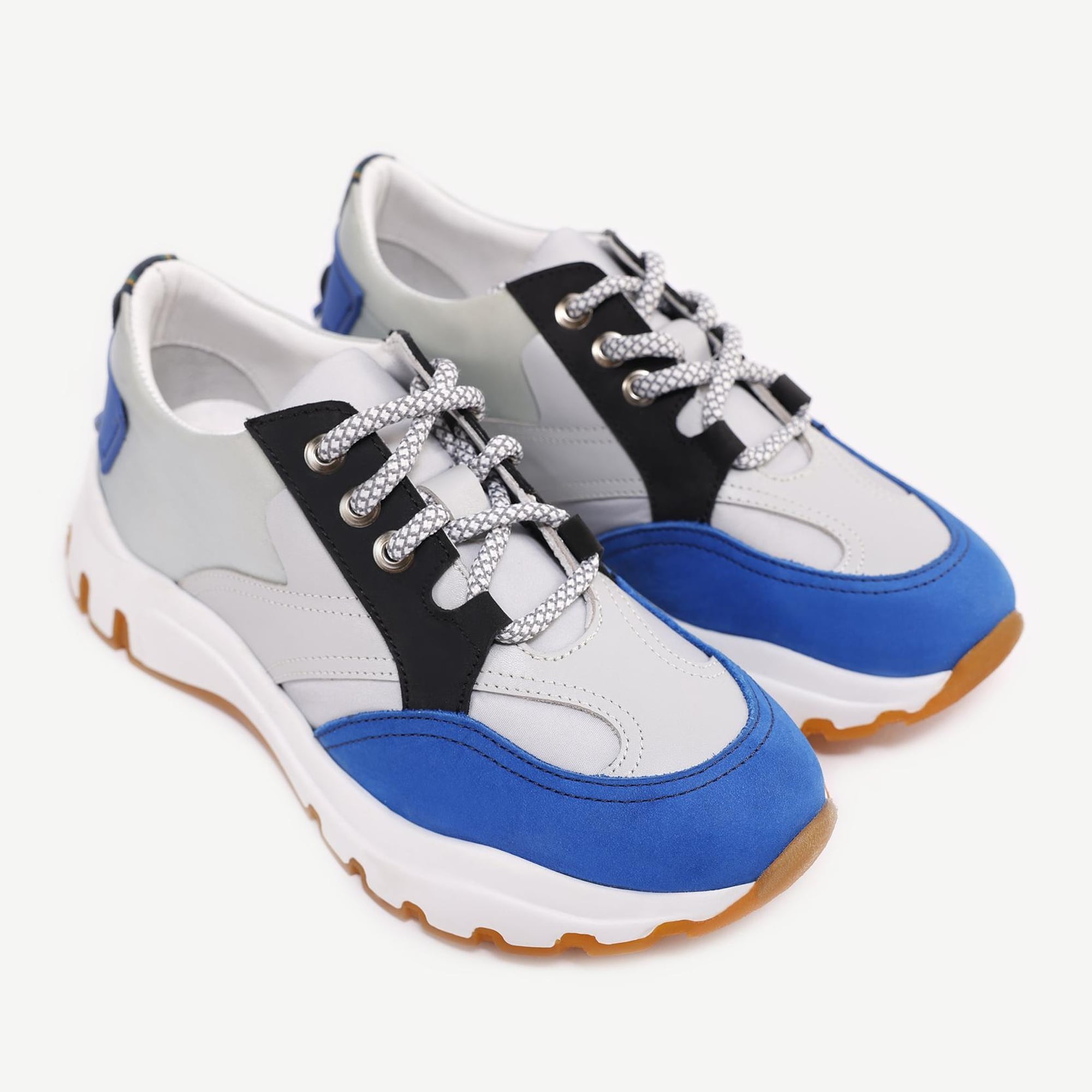 YARGICI Deri Kumaş Karışımı Kalın Taban Sneakers