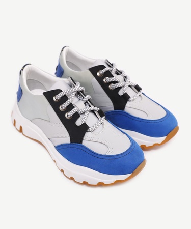  YARGICI Deri Kumaş Karışımı Kalın Taban Sneakers