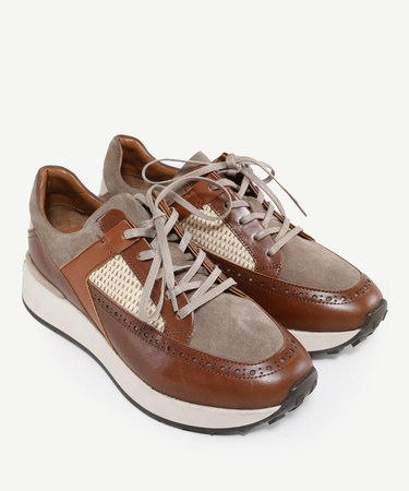  YARGICI Hasır Detaylı Maskülen Deri Sneakers