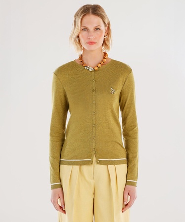  YARGICI Ön Nakış Detaylı Uzun Kollu Bisiklet Yakalı Hırka