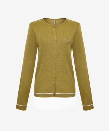  YARGICI Ön Nakış Detaylı Uzun Kollu Bisiklet Yakalı Hırka