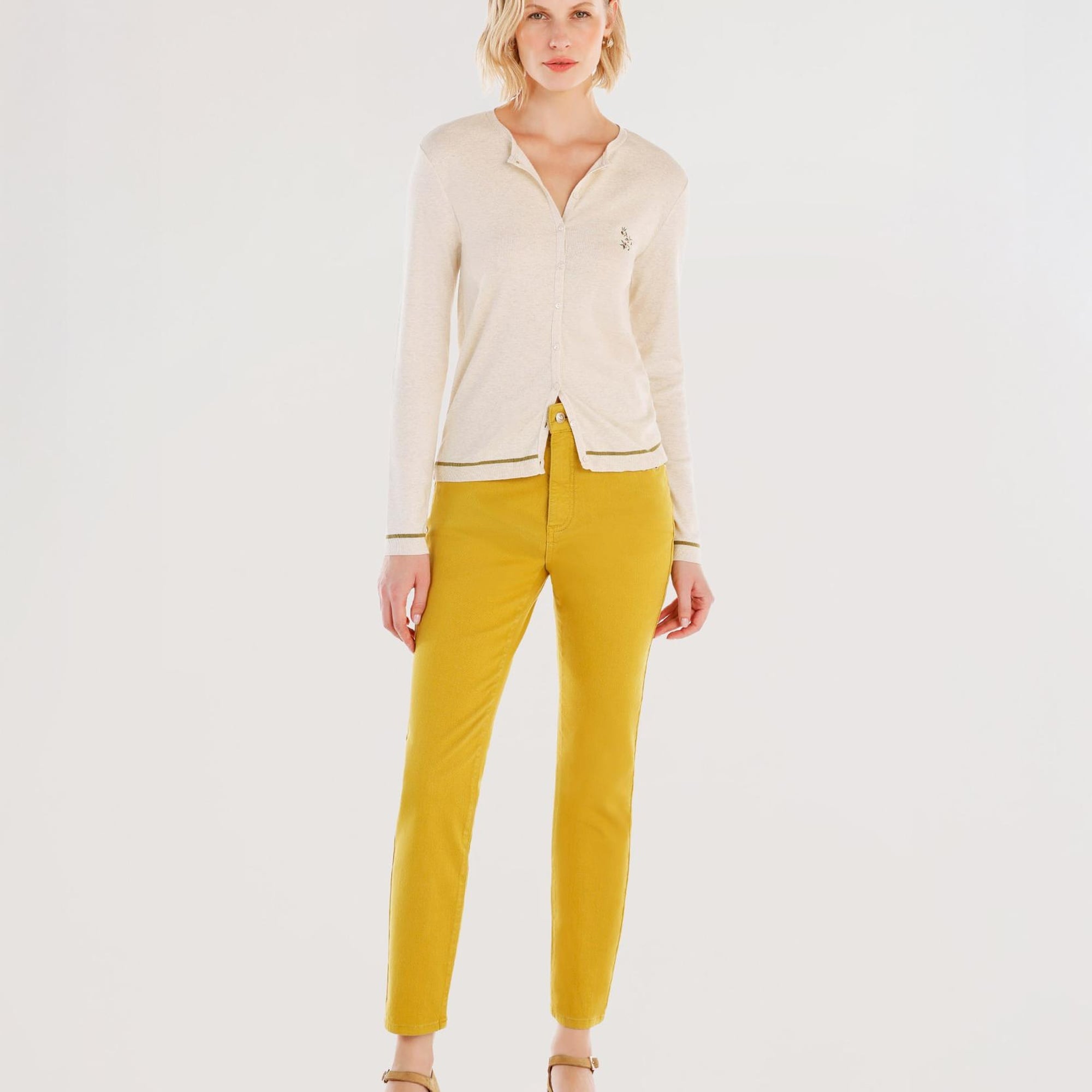 YARGICI Ön Nakış Detaylı Uzun Kollu Bisiklet Yakalı Hırka