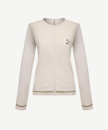  YARGICI Ön Nakış Detaylı Uzun Kollu Bisiklet Yakalı Hırka