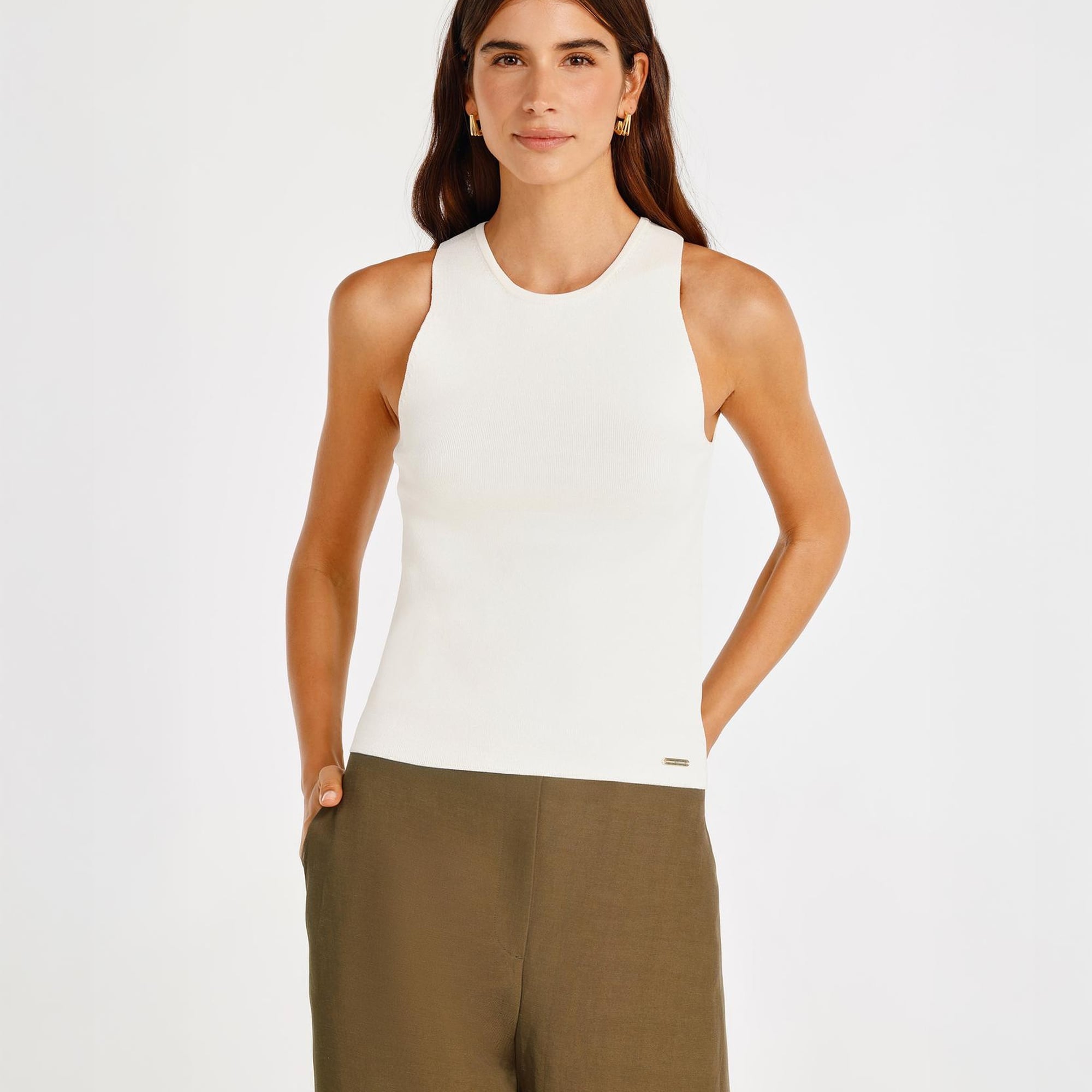 YARGICI Bisiklet Yaka Kolsuz Triko