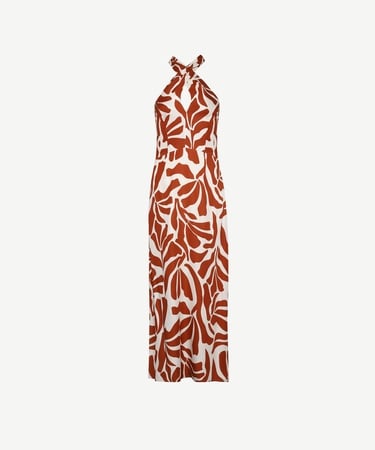  YARGICI Boyundan Bağlamalı Sırtı Açık Uzun Elbise