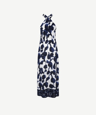  YARGICI Boyundan Bağlamalı Sırtı Açık Uzun Elbise