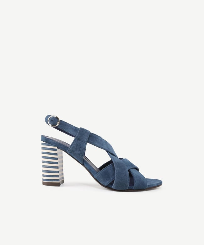  YARGICI Çapraz Bantlı Deri Topuklu Sandalet