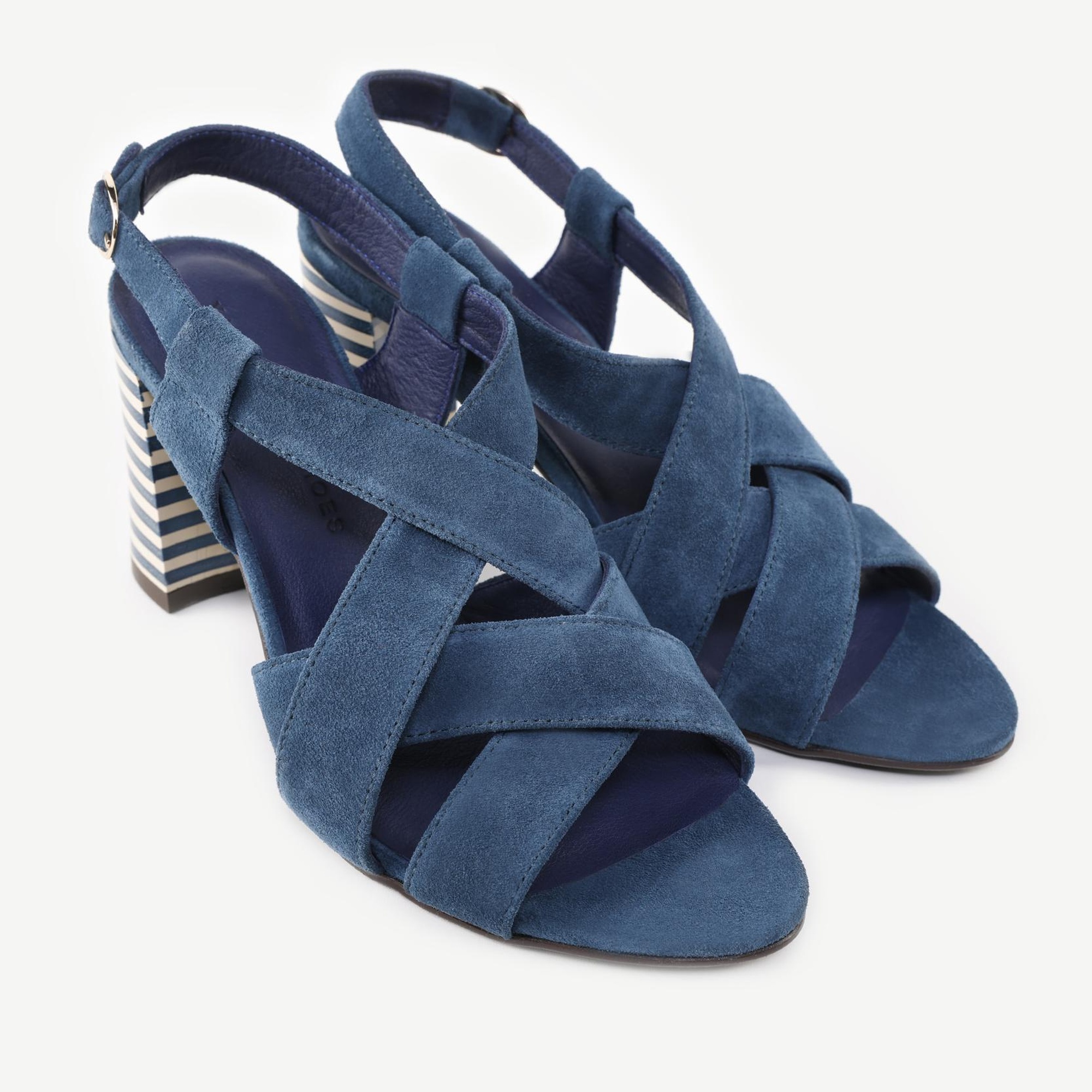 YARGICI Çapraz Bantlı Deri Topuklu Sandalet