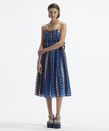  YARGICI Askılı Yanı Bağlama Detaylı Midi Boy Elbise