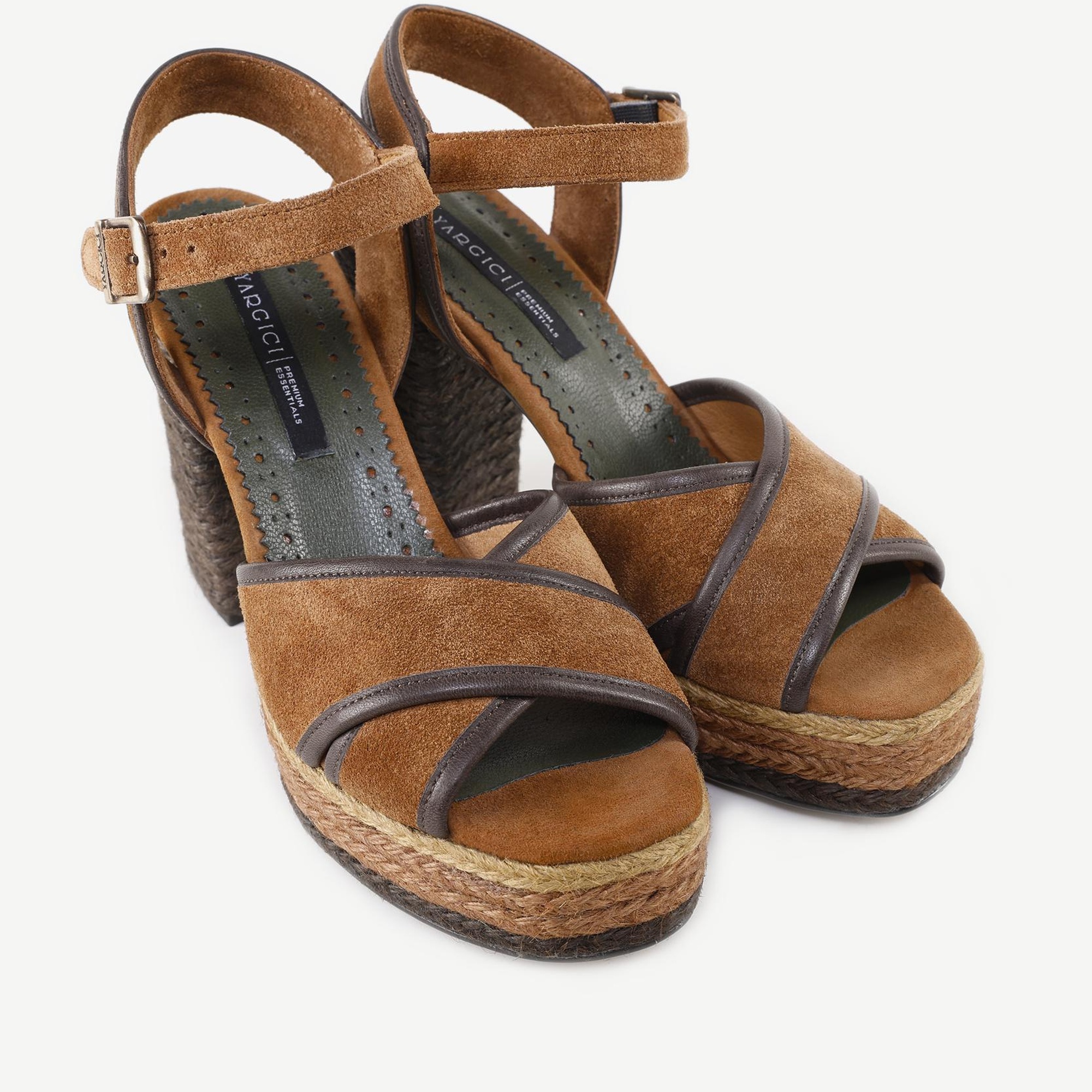 YARGICI Özel Jüt Boyama Platform Topuklu Sandalet