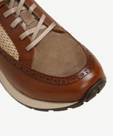  YARGICI Hasır Detaylı Deri Sneakers