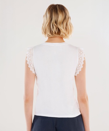  YARGICI Brode Detaylı Bisiklet Yaka Kolsuz T-shirt