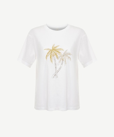  YARGICI Nakış Detaylı Bisiklet Yaka Kısa Kollu T-shirt