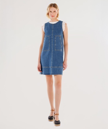  YARGICI Cepli Kısa Denim Elbise