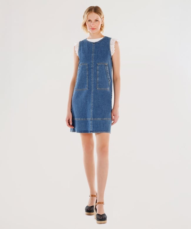  YARGICI Cepli Kısa Denim Elbise