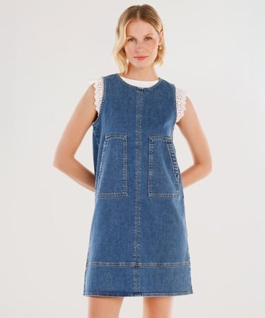  YARGICI Cepli Kısa Denim Elbise