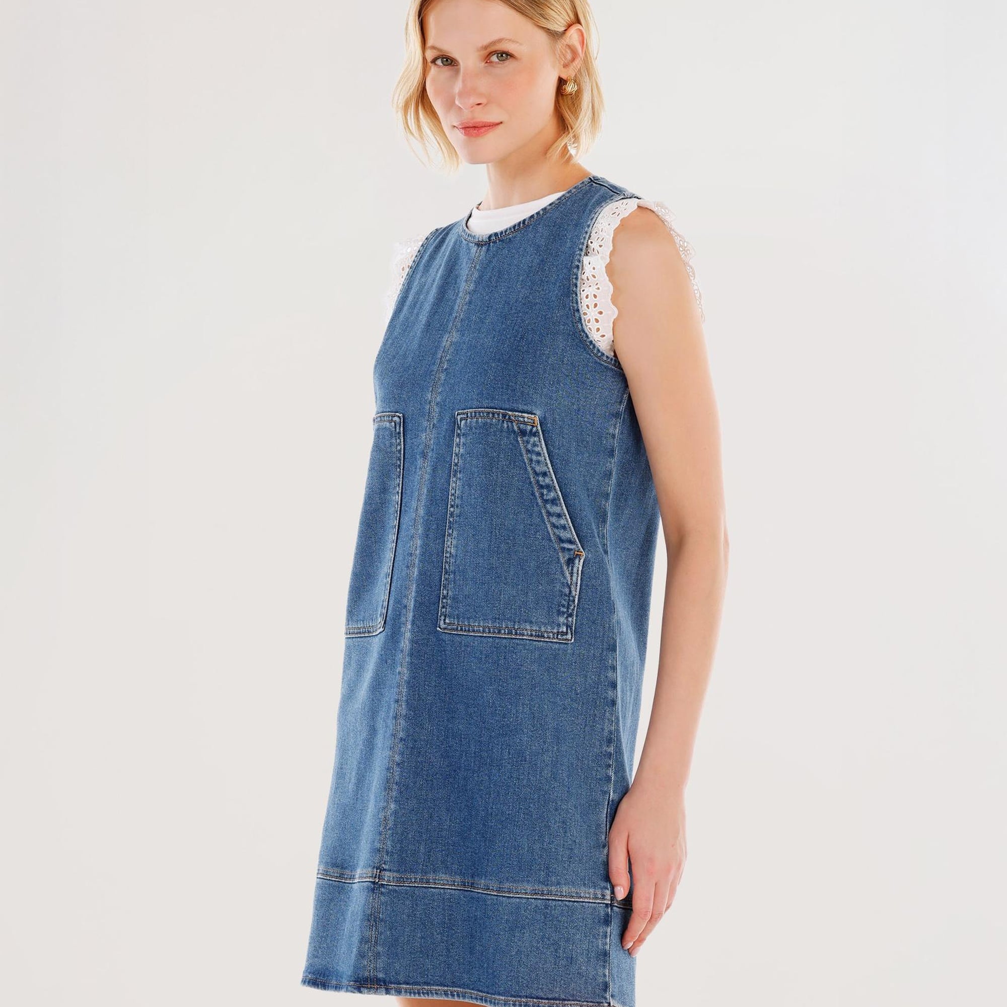 YARGICI Cepli Kısa Denim Elbise