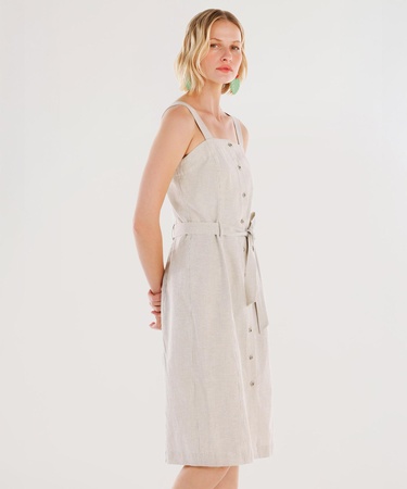  YARGICI Kemer Detaylı Askılı Uzun Elbise