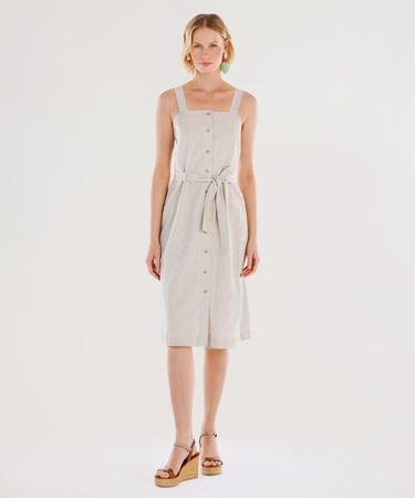  YARGICI Kemer Detaylı Askılı Uzun Elbise