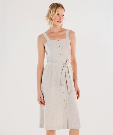  YARGICI Kemer Detaylı Askılı Uzun Elbise