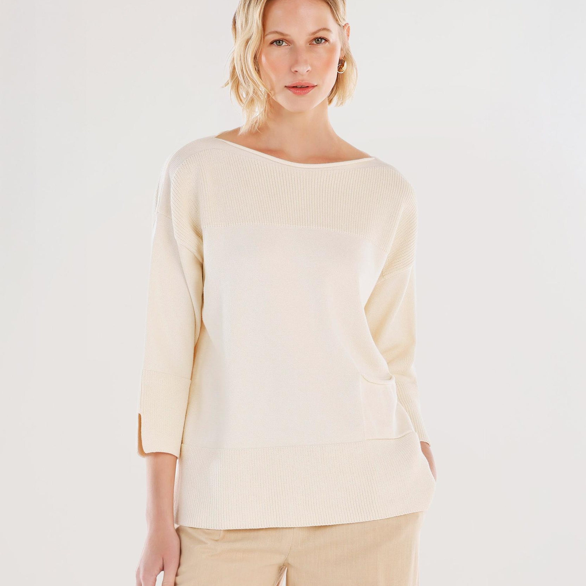 YARGICI Kayık Yaka 3/4 Kollu Triko