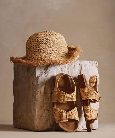  YARGICI Püskül Detaylı Rafya Kaplin Şapka