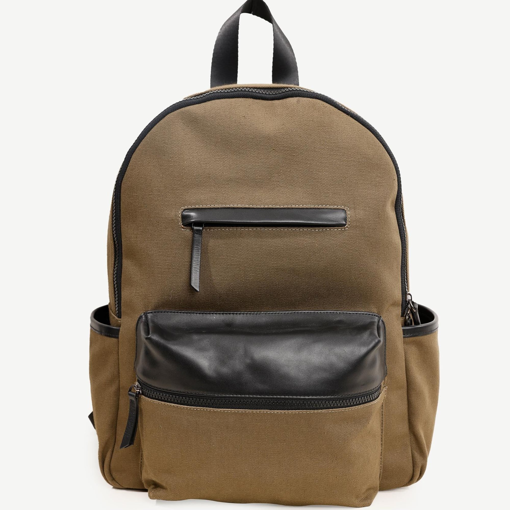 YARGICI Deri Cep Detaylı Canvas Sırt Çantası