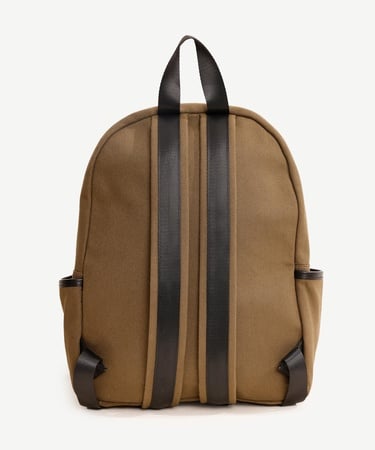  YARGICI Deri Cep Detaylı Canvas Sırt Çantası