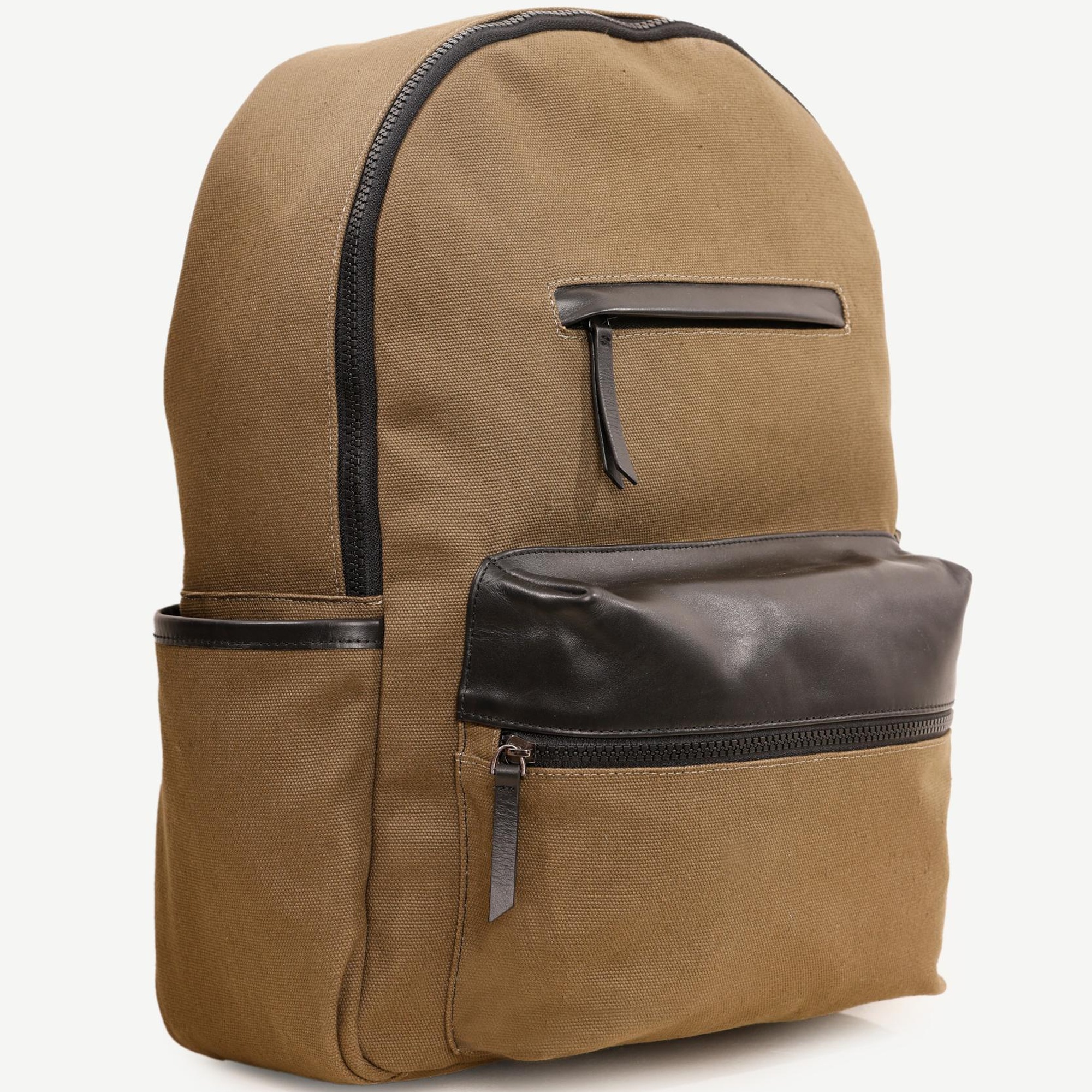 YARGICI Deri Cep Detaylı Canvas Sırt Çantası