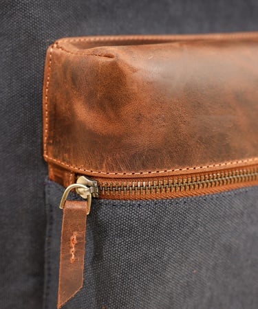  YARGICI Deri Cep Detaylı Canvas Sırt Çantası