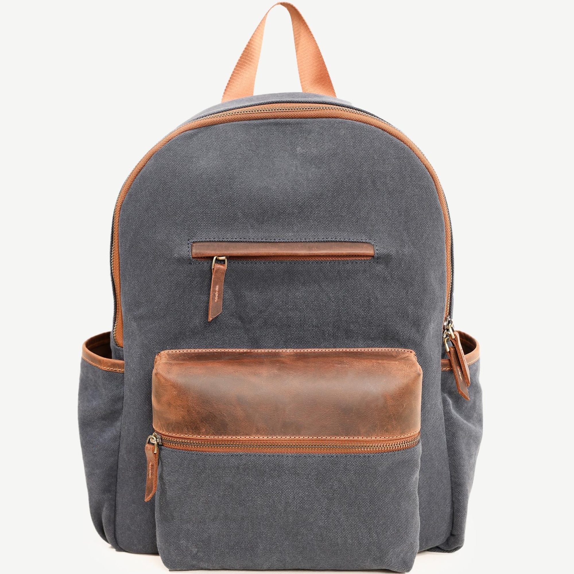 YARGICI Deri Cep Detaylı Canvas Sırt Çantası