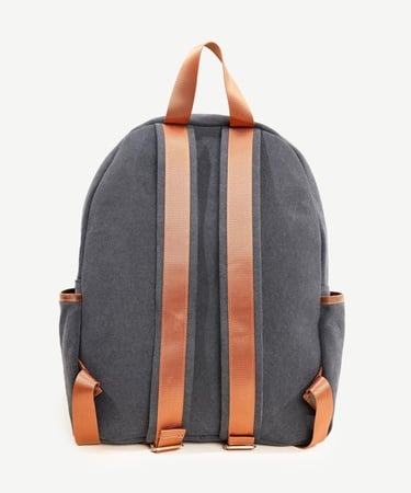  YARGICI Deri Cep Detaylı Canvas Sırt Çantası