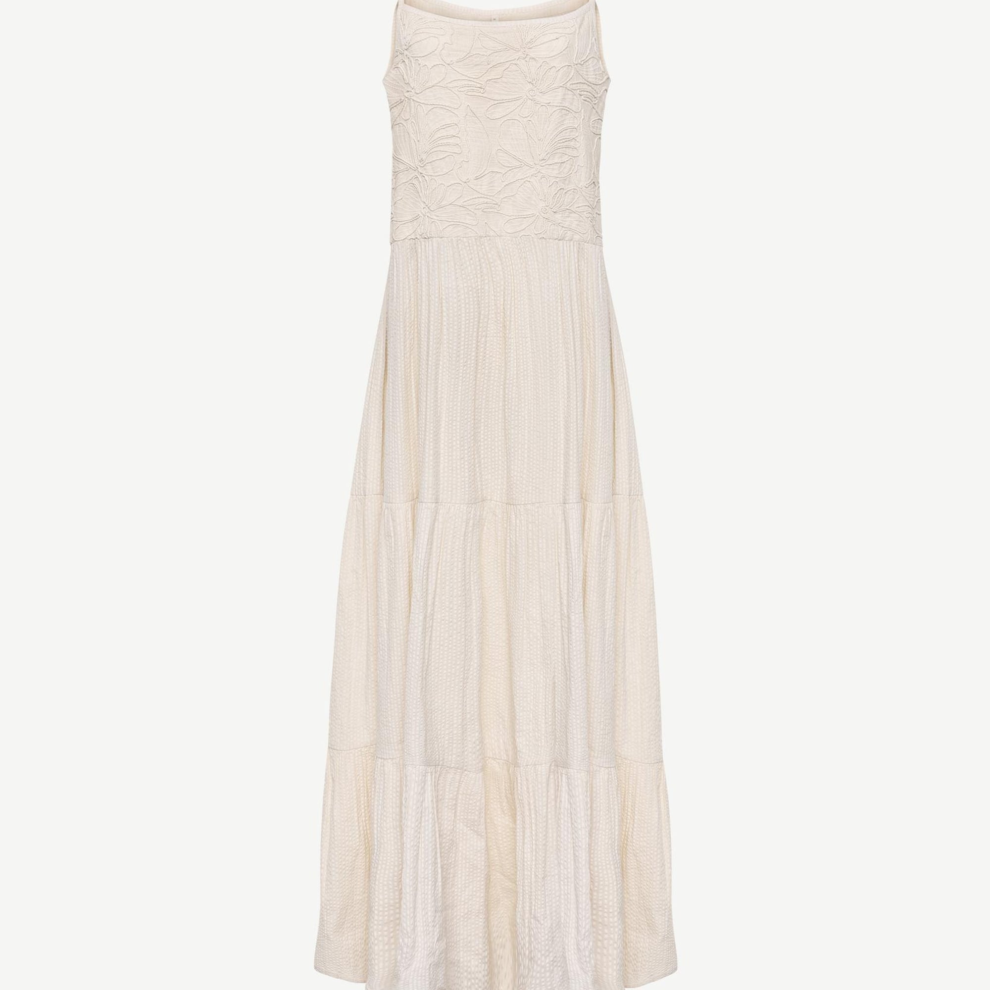 YARGICI Nakış Detaylı Askılı Midi Boy Elbise